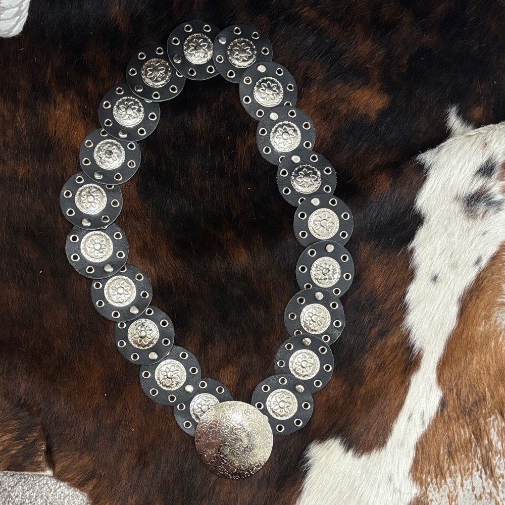 Western Silver and Black Women's Belt